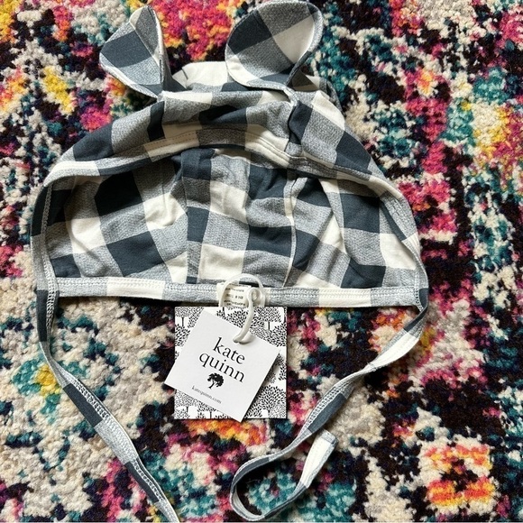 Kate Quinn Gingham Plaid Bear Hat NEW - Picture 1 of 3